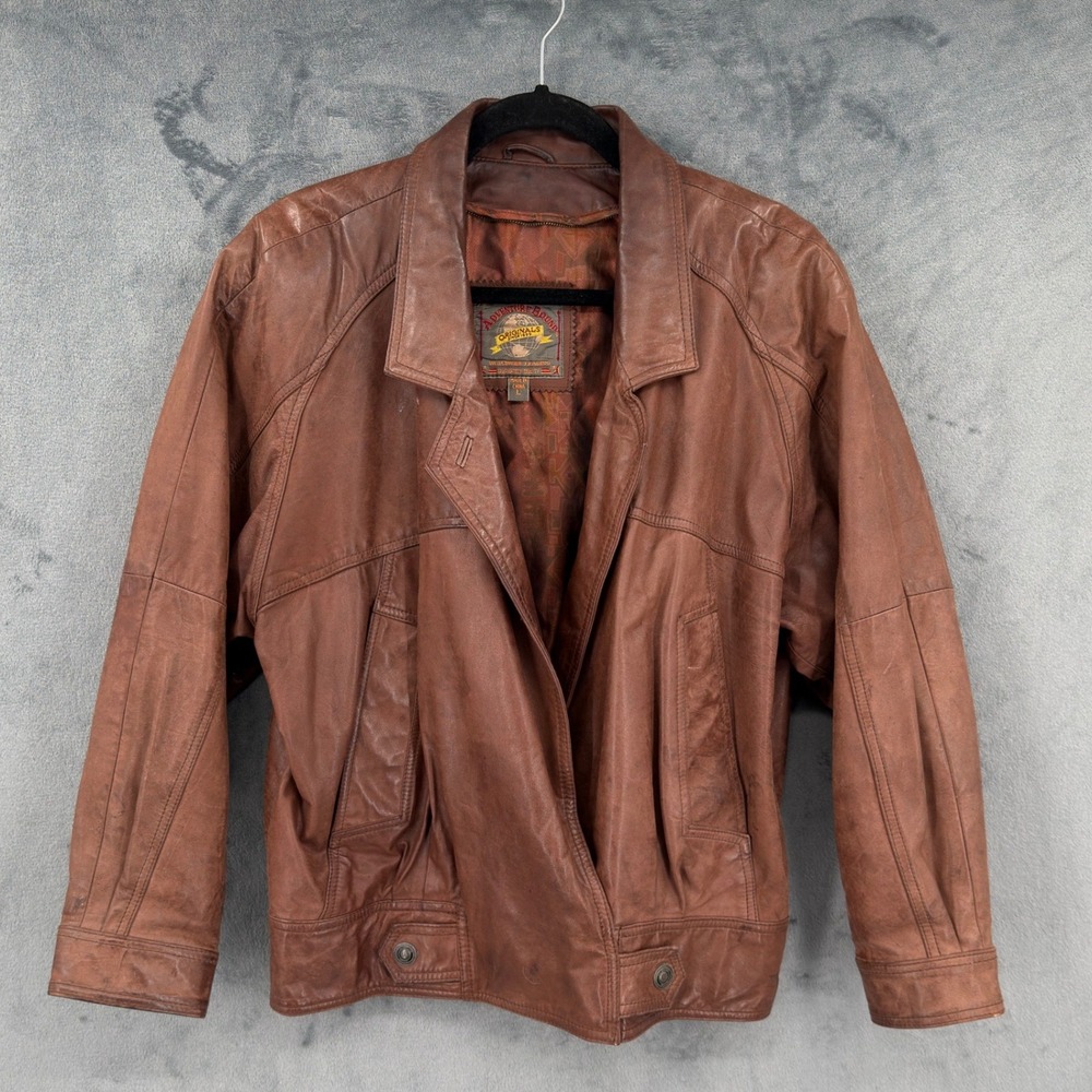 Vintage Adventure Bound Jacket Mens Size L Leather Bomber Flight Aviator Hipster